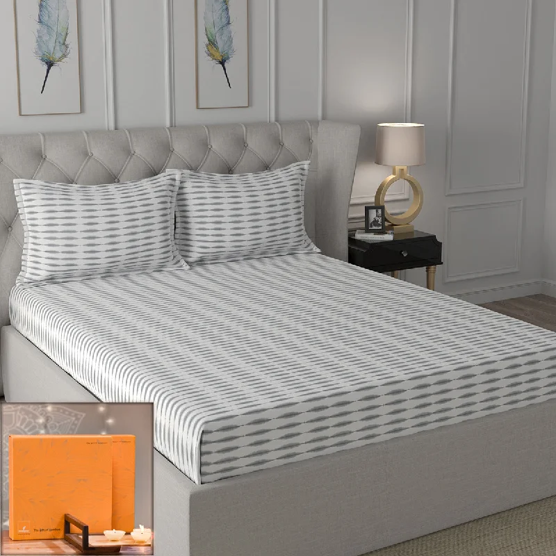 Moisture - Wicking Cotton Sheets for a Dry and Comfortable SleepBackyard Patio Nova Printed 100%Cotton Grey Bed Sheet with Pillow Covers Moisture - Wicking Cotton Sheets for a Dry and Comfortable SleepBackyard Patio Nova Printed 100%Cotton Grey Bed Sheet with Pillow Covers