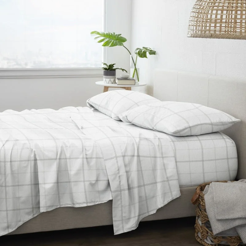 Moisture - Wicking Cotton Sheets for a Dry and Comfortable SleepBecky Cameron Premium Checkered 4 Piece Flannel Bed Sheet Set
