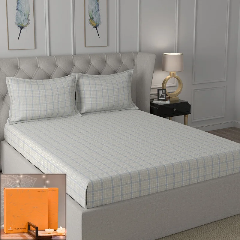 Linen - Cotton Blend Sheets for a Natural and Versatile OptionBackyard Patio Adrian Printed 100%Cotton Blue Bed Sheet with Pillow Covers