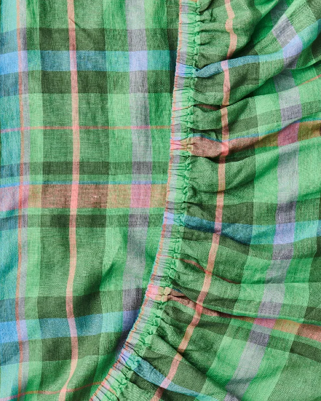 Queen - Size Sheet Sets with a European Pillowcase SetJewel Of The Nile Tartan Linen Fitted Sheet