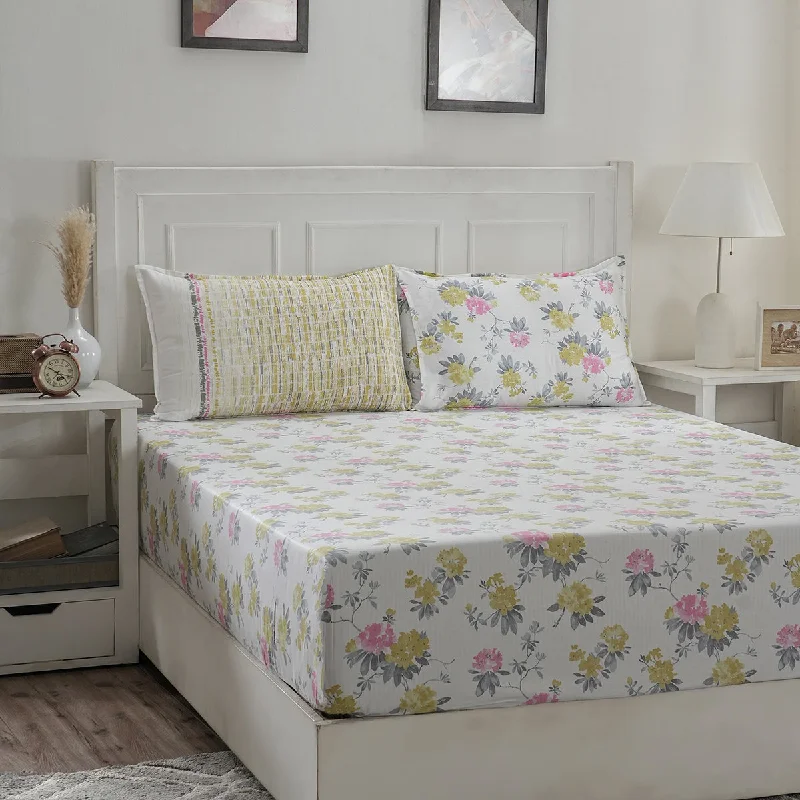 Twin - Size Sheet Sets with a Pillow ProtectorOptimist Bloom 300 TC Isidora 100% Cotton Printed Fitted Sheet With Pillow Cover Twin - Size Sheet Sets with a Pillow ProtectorOptimist Bloom 300 TC Isidora 100% Cotton Printed Fitted Sheet With Pillow Cover