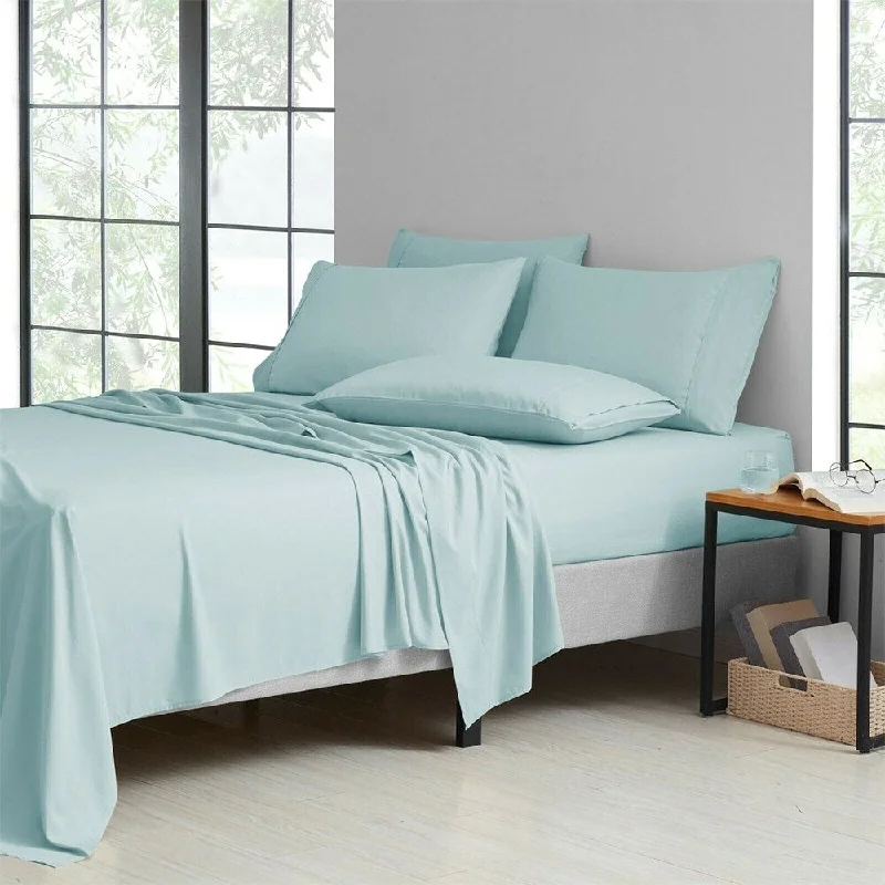 Moisture - Wicking Cotton Sheets for a Dry and Comfortable Sleep6 Piece Set 1800 Series Bamboo Soft Deep Pocket Twin Aqua