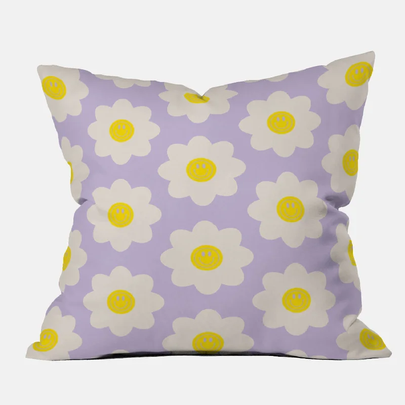 Back Support Pillows for Office ChairsHappy Flower Printed Square Pillow