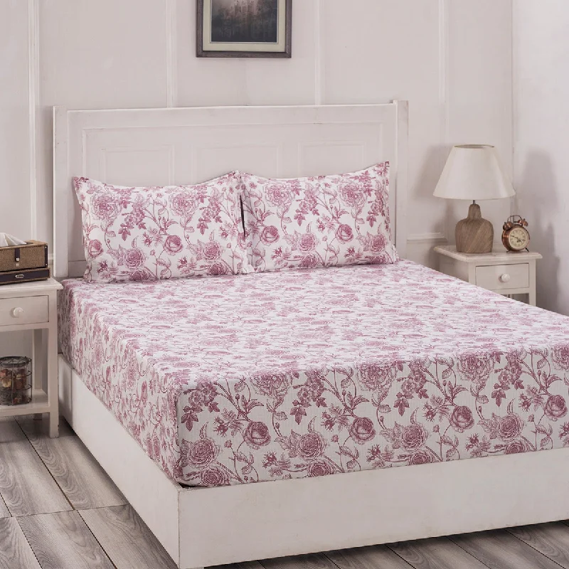 Flat Sheets with a High - Quality Finish for a Luxurious LookBlossom Couture Emma Print Red Fitted Sheet With Pillow Covers