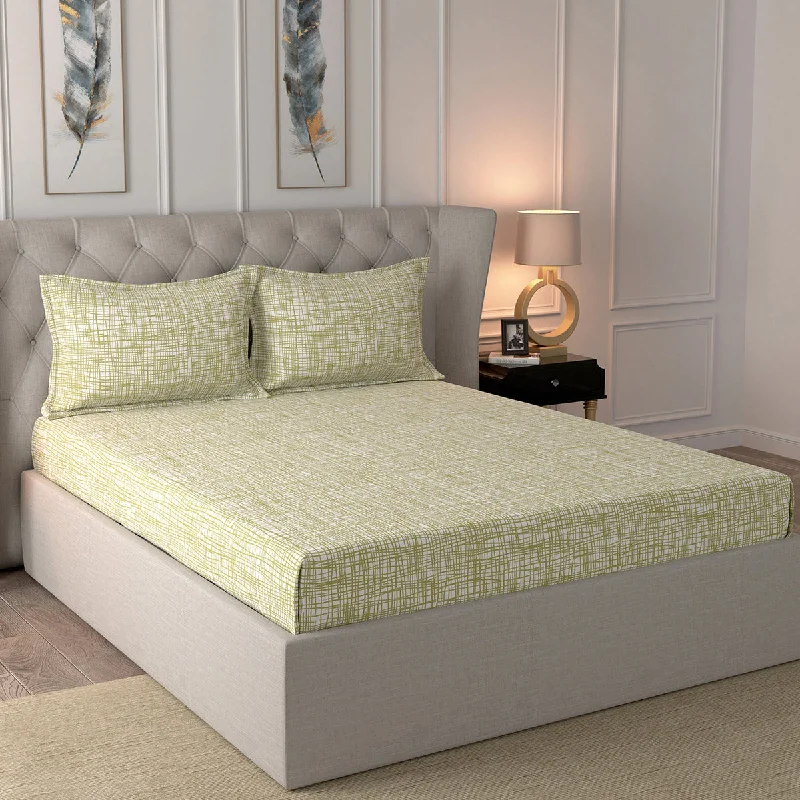 Moisture - Wicking Cotton Sheets for a Dry and Comfortable SleepGlam Trace Printed 200 TC 100% Cotton Green Bed Sheet