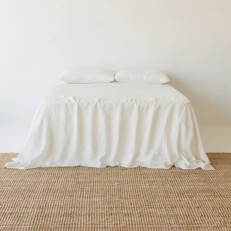 Anti - Pill Microfiber Sheets for a Smooth AppearanceOff White Linen Flat Sheet