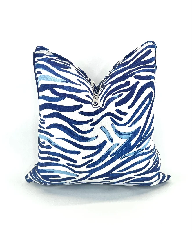 Travel Pillows for Long JourneysBlue Wavy Animal Print Decorative Pillow Cover
