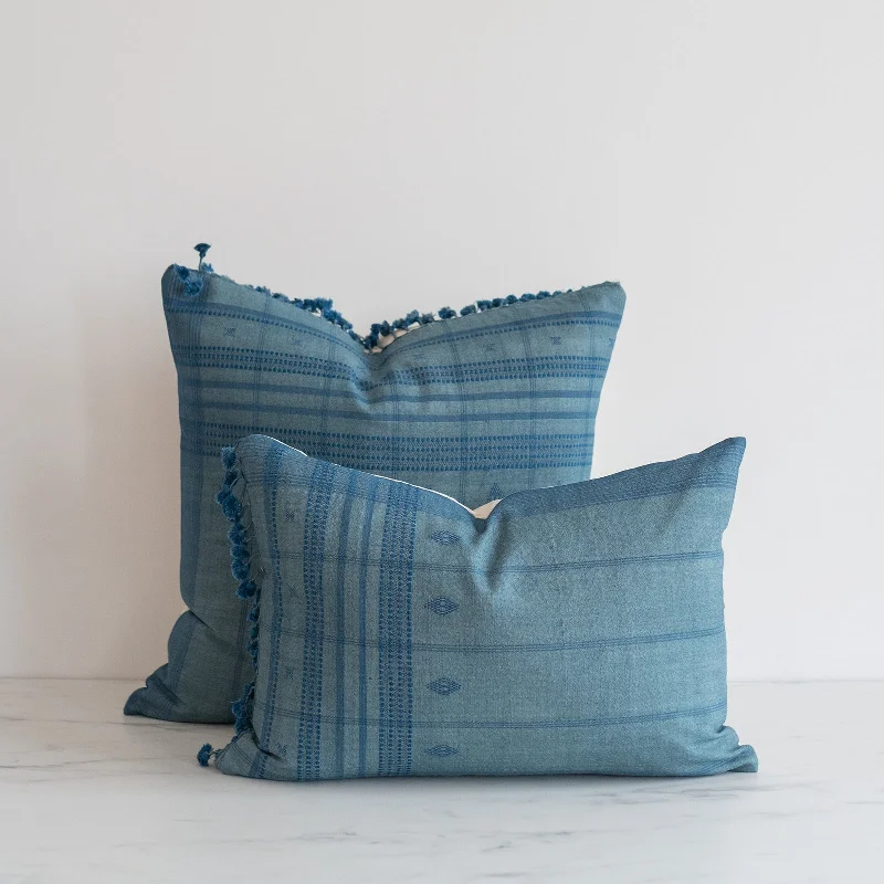 Bolster Pillows for Sofa DecorationCerulean Silk Bhujodi Fringe Pillow Cover