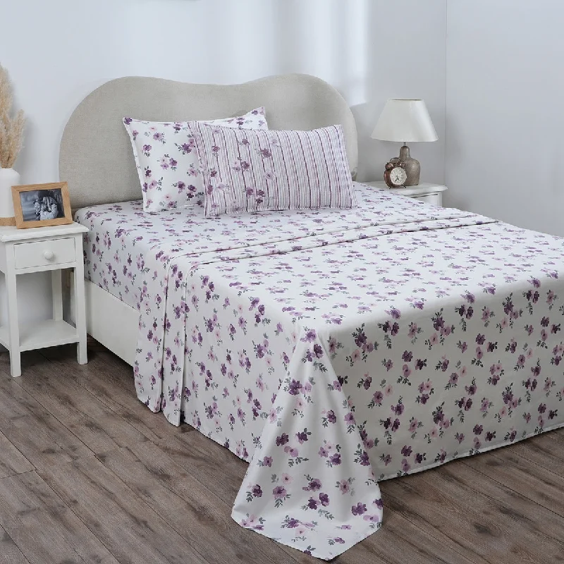 Quilted Cotton Sheets for a Warm and Inviting BedHermosa Eclectic Garden Ellen 100%Cotton Printed Bed Sheet With Pillow Case