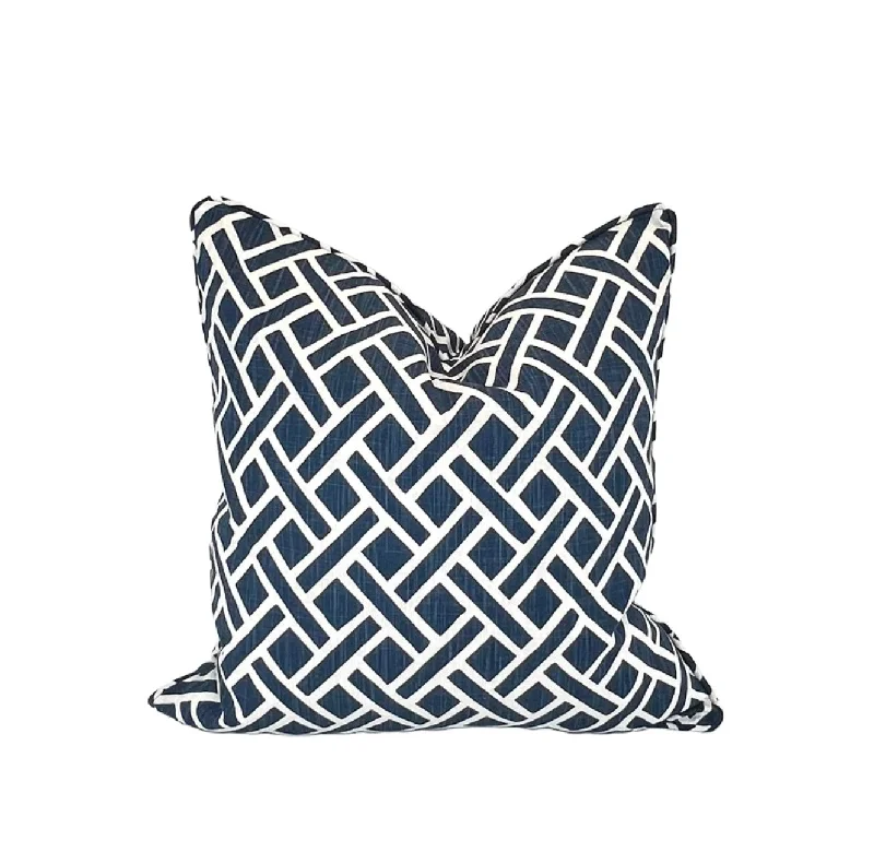 Feather Pillows for a Luxurious SleepBlue Geometric Italian Denim Decorative Pillow Cover
