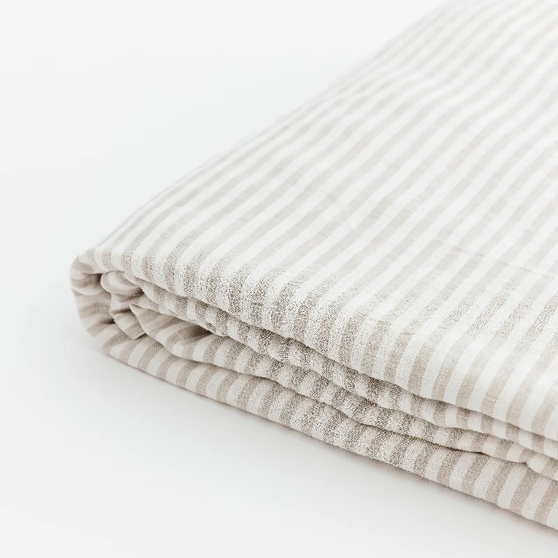 Thermal - Regulating Bamboo Sheets for All - Season ComfortSand Stripes Linen Sheet Set