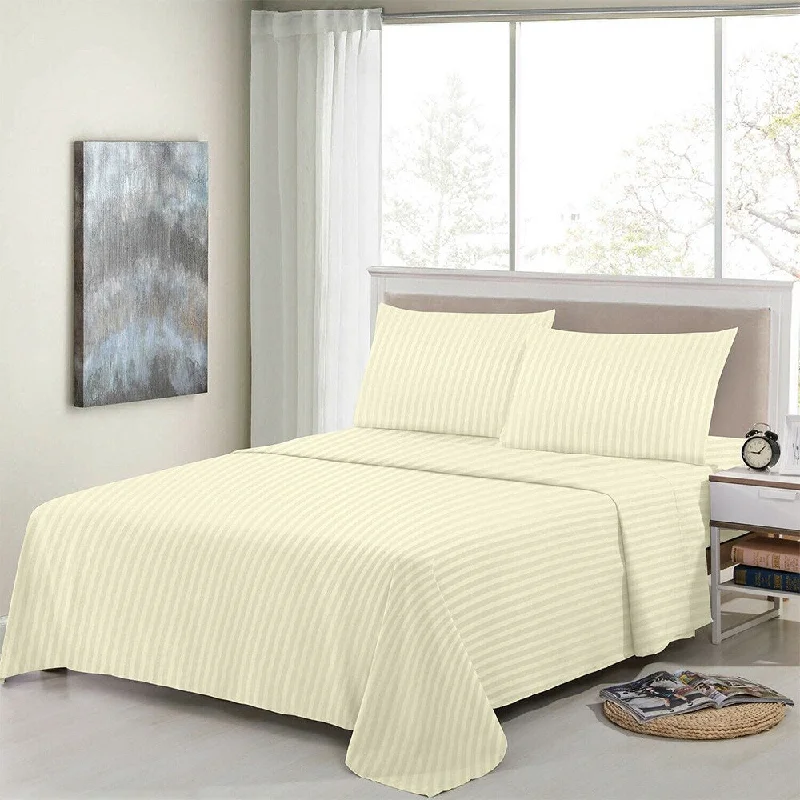 Queen - Size Sheet Sets with a European Pillowcase Set4 Piece Bed Sheets 1800 Count Egyptian Comfort Twin Vanilla