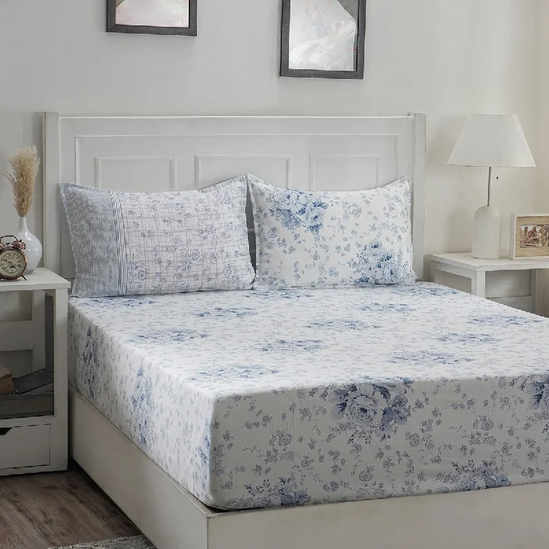Moisture - Wicking Cotton Sheets for a Dry and Comfortable SleepOptimist Bloom 300 TC Elmer 100% Cotton Printed Fitted Sheet With Pillow Cover Moisture - Wicking Cotton Sheets for a Dry and Comfortable SleepOptimist Bloom 300 TC Elmer 100% Cotton Printed Fitted Sheet With Pillow Cover
