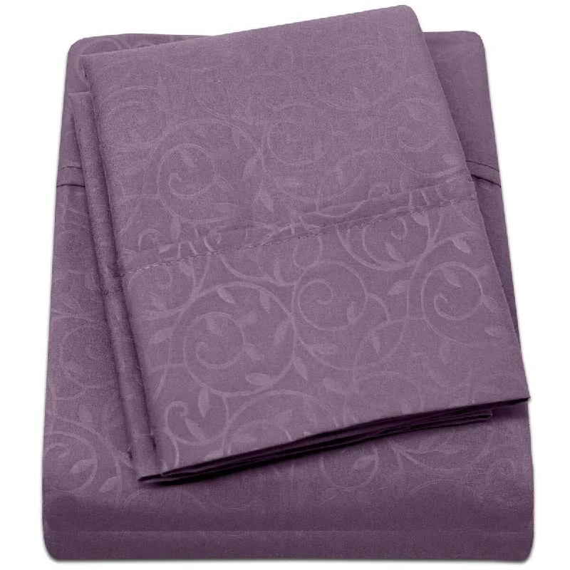 Anti - Pill Microfiber Sheets for a Smooth AppearanceEmbossed Vine Sheet Set Twin Sheet Set Plum Anti - Pill Microfiber Sheets for a Smooth AppearanceEmbossed Vine Sheet Set Twin Sheet Set Plum