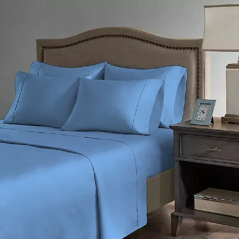 Wrinkle - Free Polyester Sheets for a Low - Maintenance Bed2200 Count 6 Pc Premium Bamboo Deep Pocket CalKing Sheet Denim