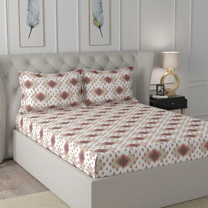 Jersey - Knit Sheets for a Comfortable and Casual BedFlorescence Arlen Print Red Fitted Sheet With Pillow Covers