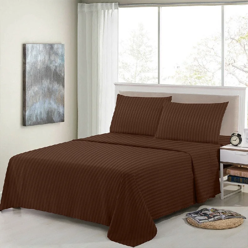 Queen - Size Sheet Sets with a European Pillowcase Set4 Piece Bed Sheets 1800 Count Egyptian Comfort Twin Brown