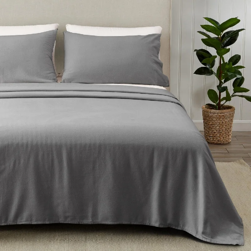 Wrinkle - Free Polyester Sheets for a Low - Maintenance Bed4 Piece 100% Turkish Cotton Full Grey Winter Flannel Sheet Set Cotton Printed Bedding Sheets & Pillowcases Double-Brushed