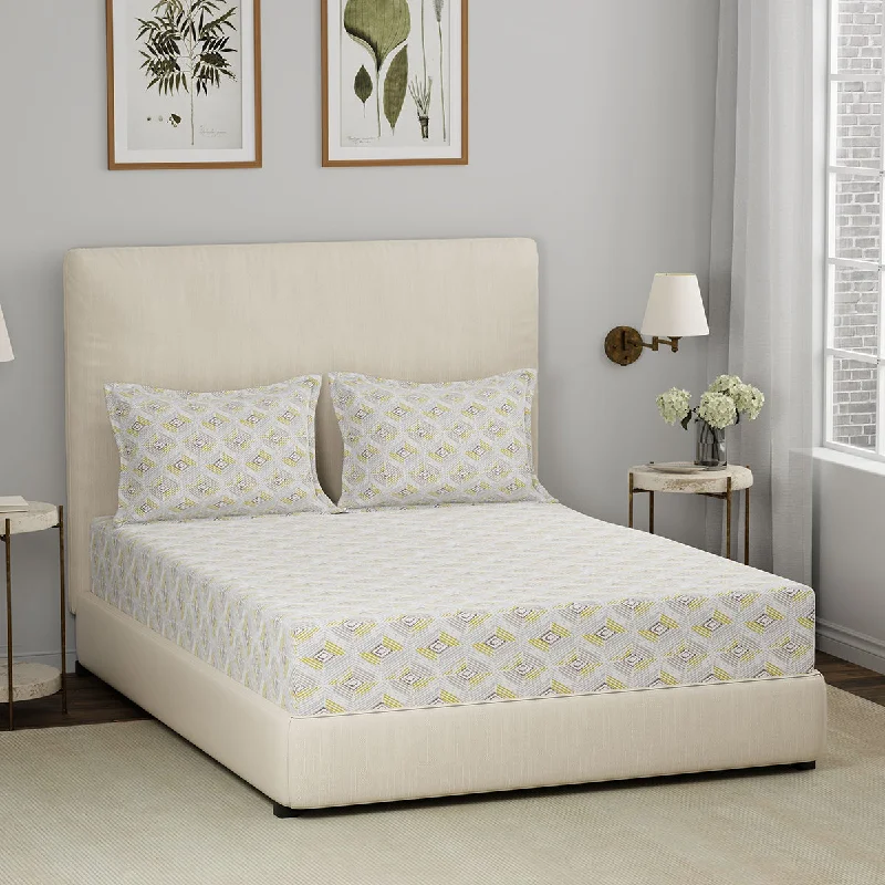 King - Size Sheet Sets with a Decorative Pillow SetEclectic Garden Urban 100%Cotton Printed Fitted Sheet With Pillow Case King - Size Sheet Sets with a Decorative Pillow SetEclectic Garden Urban 100%Cotton Printed Fitted Sheet With Pillow Case