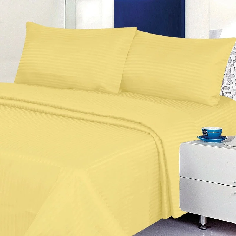Rayon - Cotton Sheets for a Breathable and Soft Blend1800 Count Deluxe 4-Piece Stripe Deep Pocket Twin Bed Sheet Gold