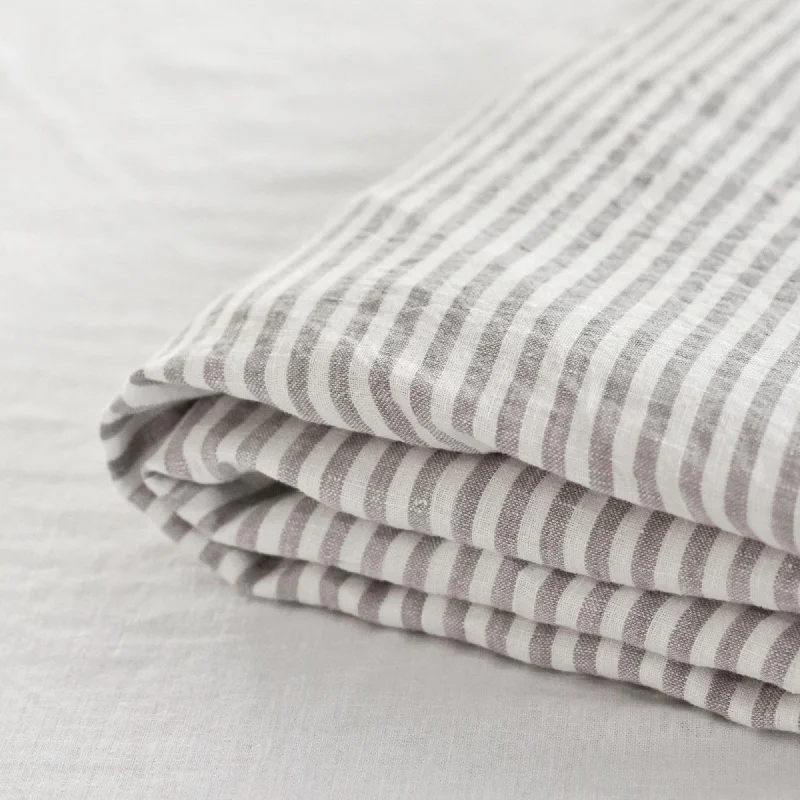 Linen - Cotton Blend Sheets for a Natural and Versatile OptionGrey Stripes Linen Sheets Set