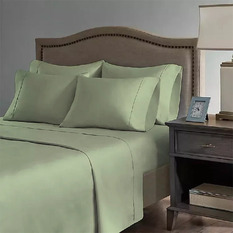 Queen - Size Sheet Sets with a European Pillowcase Set2200 Count 6 Pc Premium Bamboo Deep Pocket King Sheet Light Olive