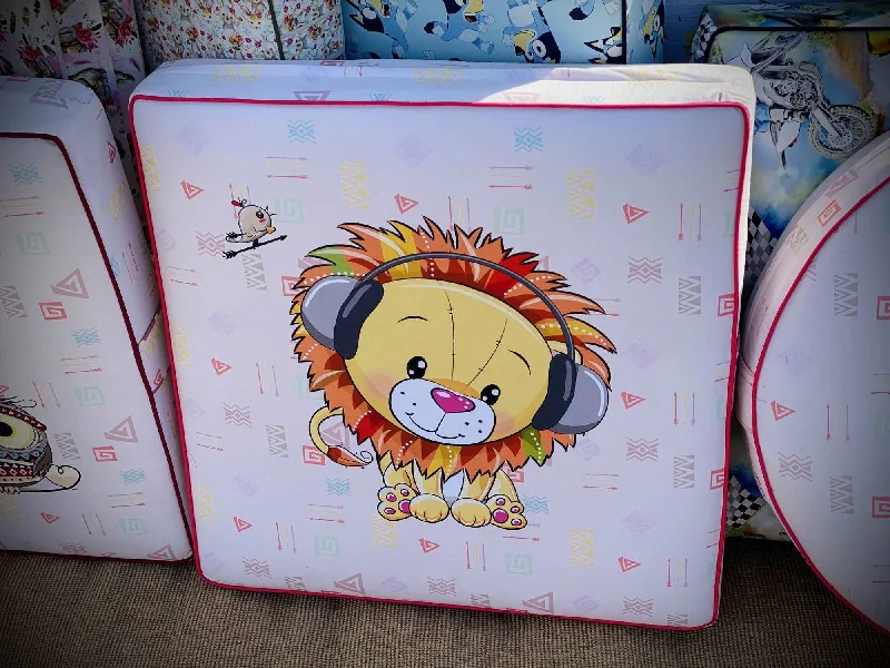 Round Pillows for Boho-Style InteriorsCute loin - 67cm - Kids Floor Cushion