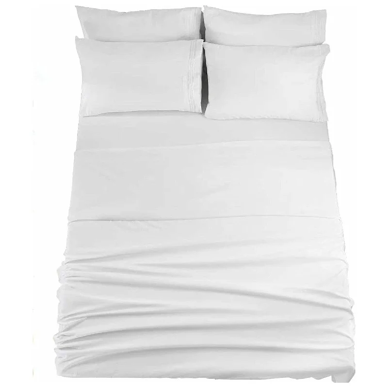 King - Size Sheet Sets with a Decorative Pillow Set1800 Count 6 Piece Bed Sheet Set Deep Pocket Sheets Twin XL White
