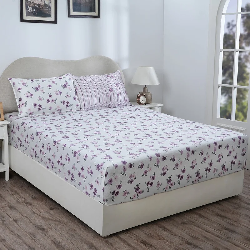 Fitted Sheets with Reinforced Corners for Long - Lasting UseHermosa Eclectic Garden Ellen 100%Cotton Printed Fitted Sheet With Pillow Case