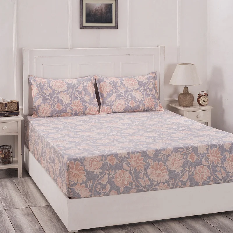 Quilted Cotton Sheets for a Warm and Inviting BedBlossom Couture Jacobean Print Pink Fitted Sheet With Pillow Covers