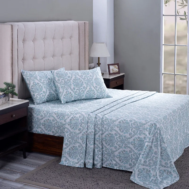 Rayon - Cotton Sheets for a Breathable and Soft BlendPBS Nomad Scuplt Cornelian Printed 100% Cotton Blue Soft Bed Sheet Rayon - Cotton Sheets for a Breathable and Soft BlendPBS Nomad Scuplt Cornelian Printed 100% Cotton Blue Soft Bed Sheet