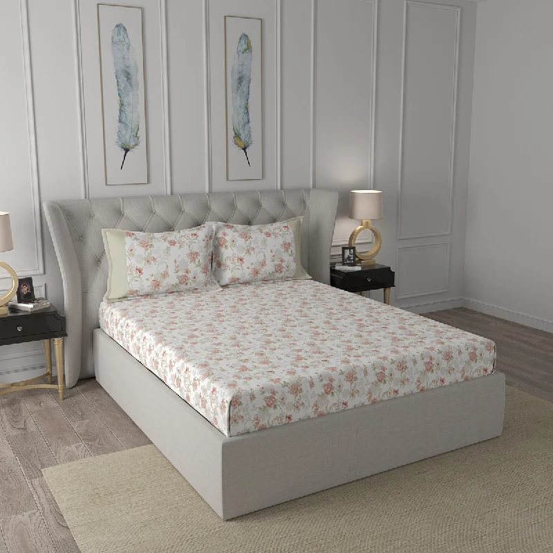 Linen - Cotton Blend Sheets for a Natural and Versatile OptionTranquil Serenity Bloomington 100%Cotton Printed Bed Sheet with Pillow Case, Red