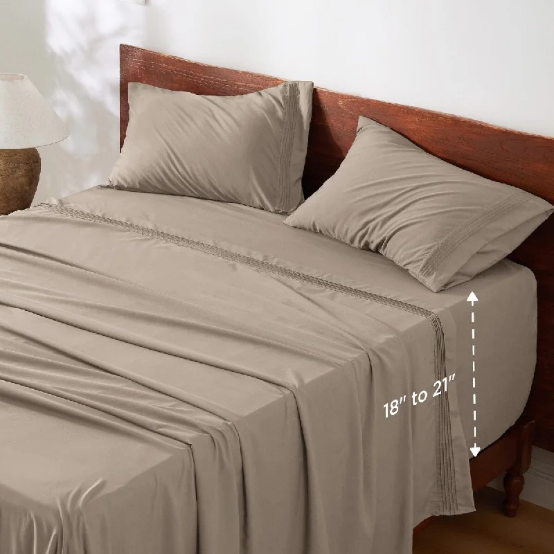 Anti - Pill Microfiber Sheets for a Smooth AppearanceDeep Pocket Queen Sheets Set Fits Mattresses Up to 21" Thick, 4 Piece Air Mattress Sheets with Deep Pocket