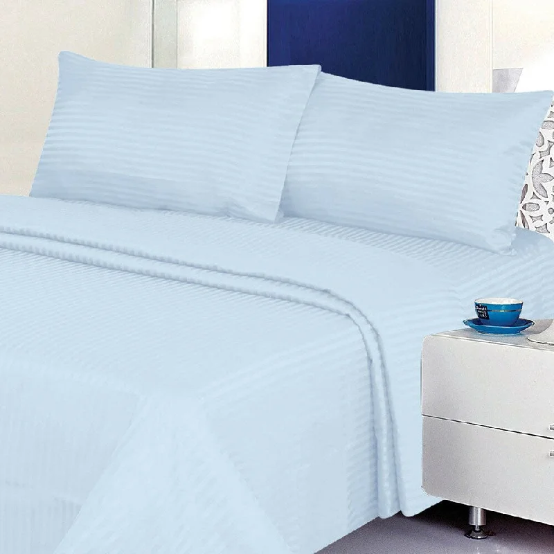 King - Size Sheet Sets with a Decorative Pillow Set1800 Count Deluxe 4-Piece Stripe Deep Pocket Queen Bed Sheet Blue