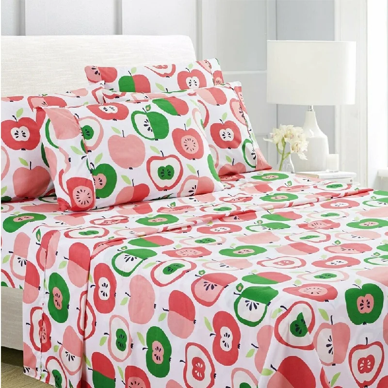 Fitted Sheets with Reinforced Corners for Long - Lasting Use6-Piece Egyptian Comfort 1800 Series Ultra Twin Apple