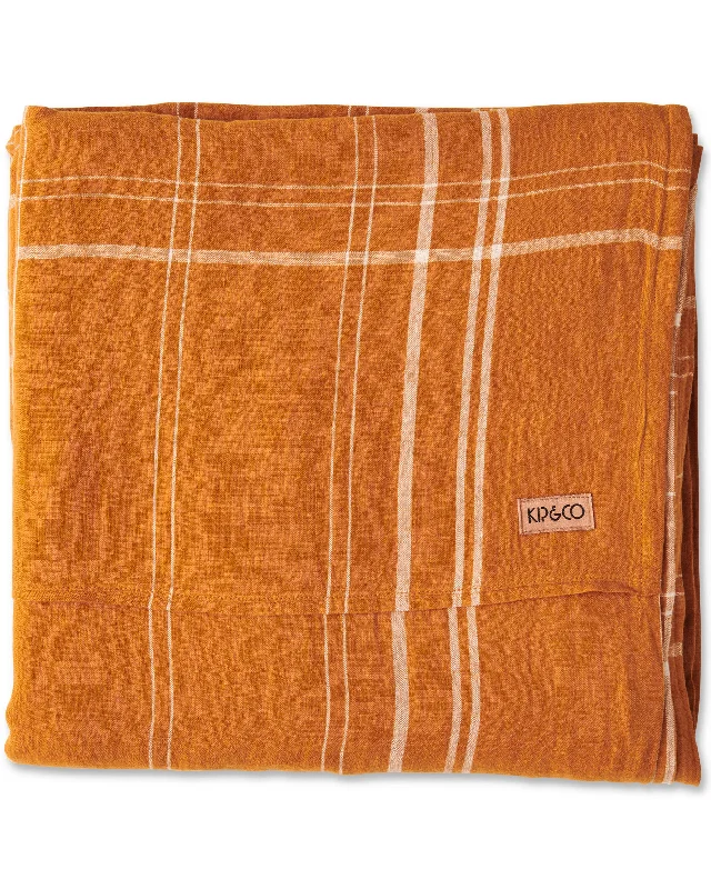Anti - Pill Microfiber Sheets for a Smooth AppearanceSanta Monica Pecan Tartan Linen Flat Sheet