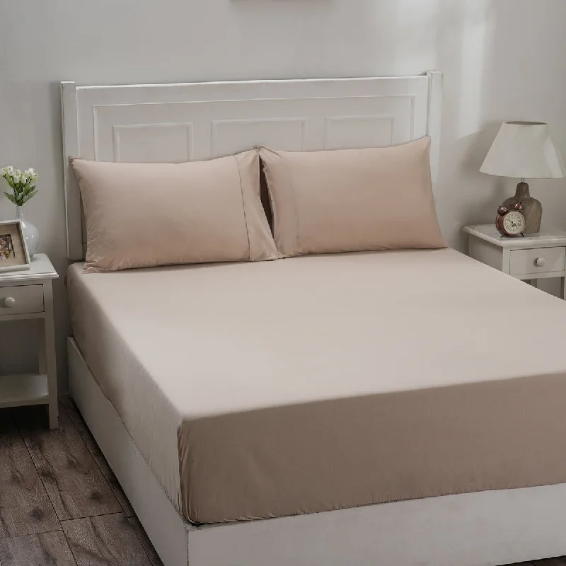 Polyester - Cotton Blend Sheets for Durability and ComfortEden Crisp & Light Weight 100% Cotton Solid Beige Fitted Sheet Polyester - Cotton Blend Sheets for Durability and ComfortEden Crisp & Light Weight 100% Cotton Solid Beige Fitted Sheet