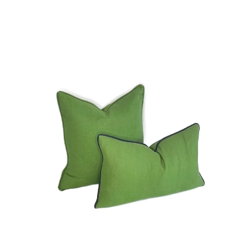 Travel Pillows for Long JourneysDecorative Pillow Cover in Solid Green Linen Fabric Travel Pillows for Long JourneysDecorative Pillow Cover in Solid Green Linen Fabric