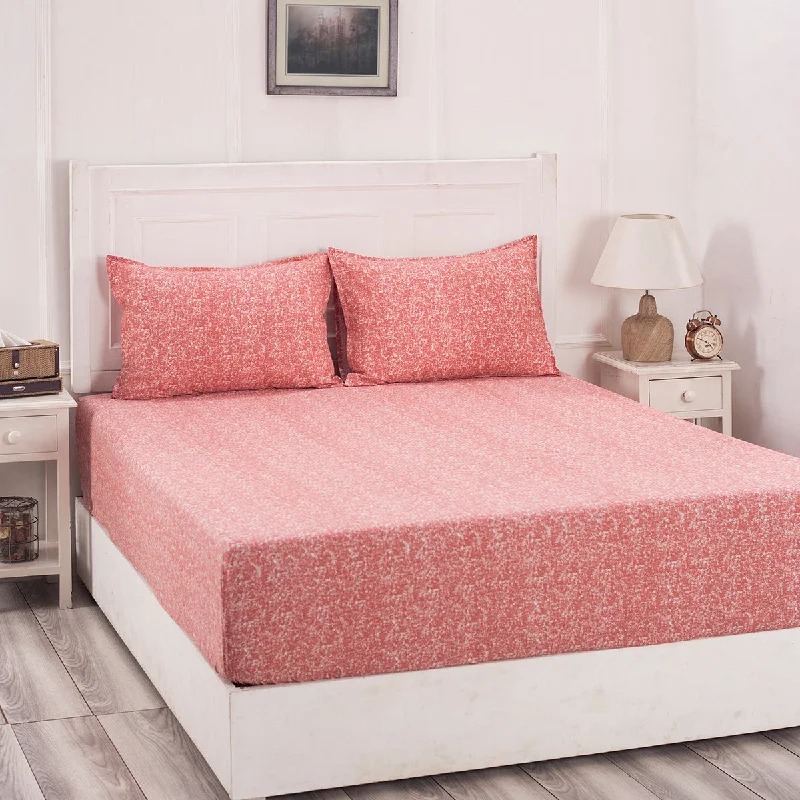 Hypoallergenic Silk Sheets for Sensitive SleepersFlorescence Texture Print Red Fitted Sheet With Pillow Covers