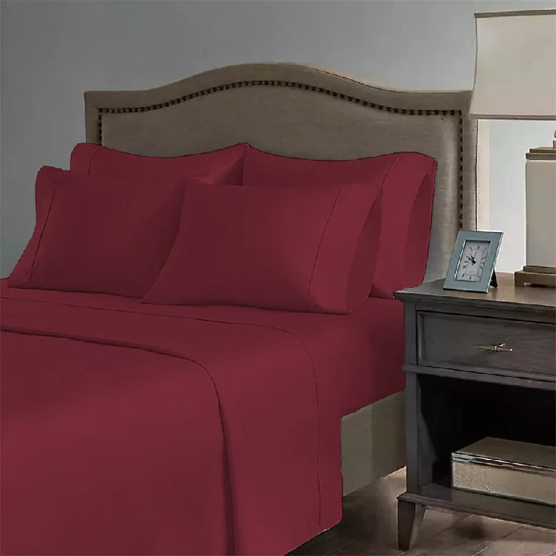 Rayon - Cotton Sheets for a Breathable and Soft Blend2200 Count 6 Pc Premium Bamboo Deep Pocket CalKing Sheet Burgundy