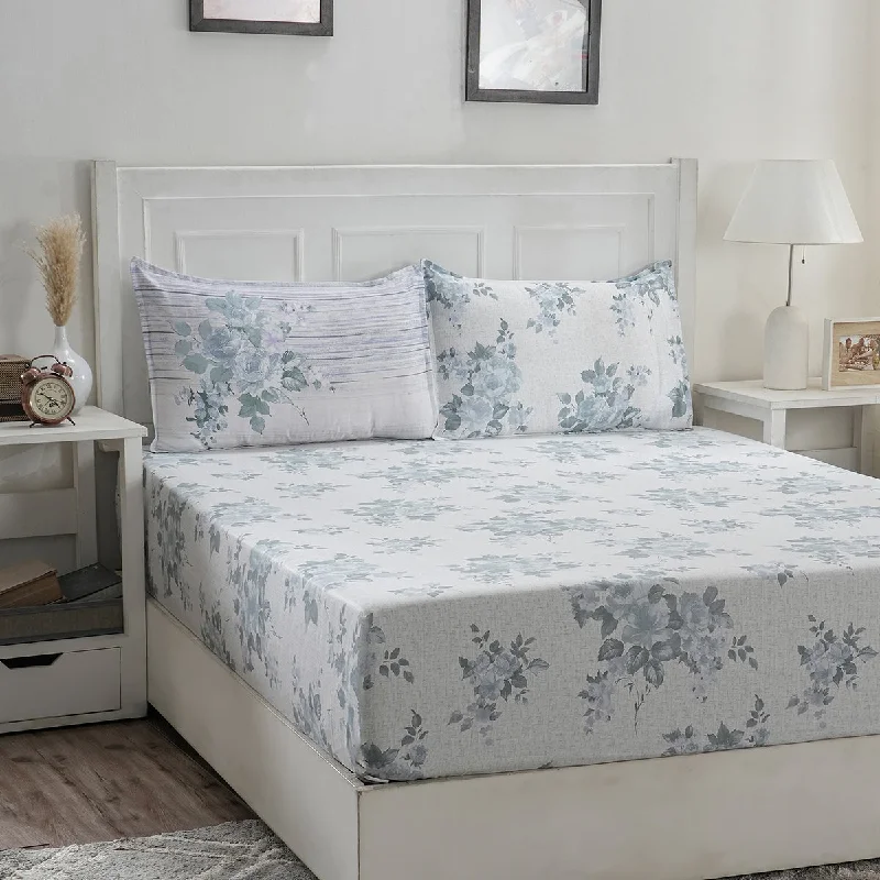 Linen - Cotton Blend Sheets for a Natural and Versatile OptionOptimist Bloom 300TC Clarice 100% Cotton Printed Fitted Sheet With Pillow Cover Linen - Cotton Blend Sheets for a Natural and Versatile OptionOptimist Bloom 300TC Clarice 100% Cotton Printed Fitted Sheet With Pillow Cover