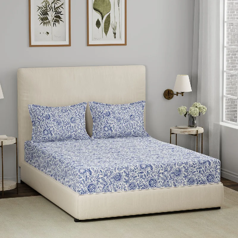 Anti - Pill Microfiber Sheets for a Smooth AppearanceEclectic Garden Henley 100%Cotton Printed Fitted Sheet With Pillow Case Anti - Pill Microfiber Sheets for a Smooth AppearanceEclectic Garden Henley 100%Cotton Printed Fitted Sheet With Pillow Case