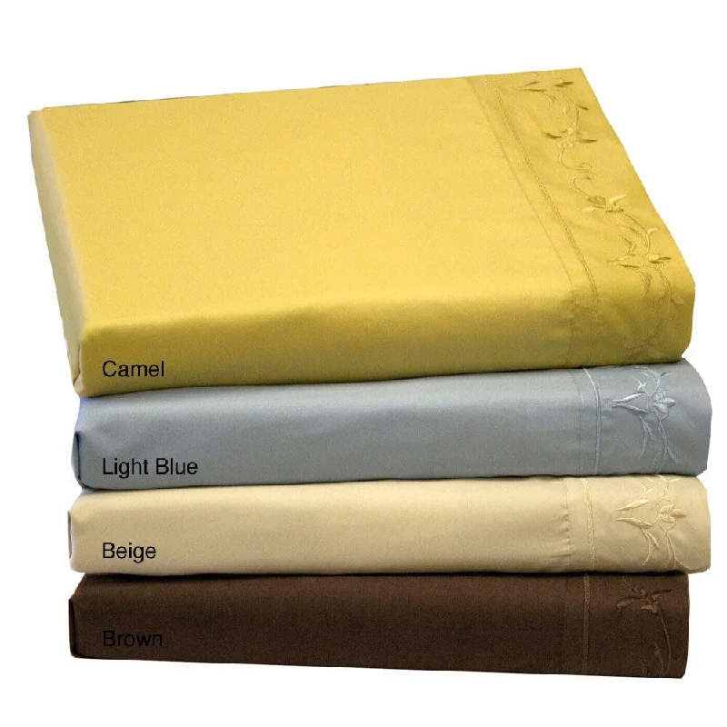 Twin - Size Sheet Sets with a Pillow ProtectorMicrofiber Solid Embroidered Floral Sheet Set