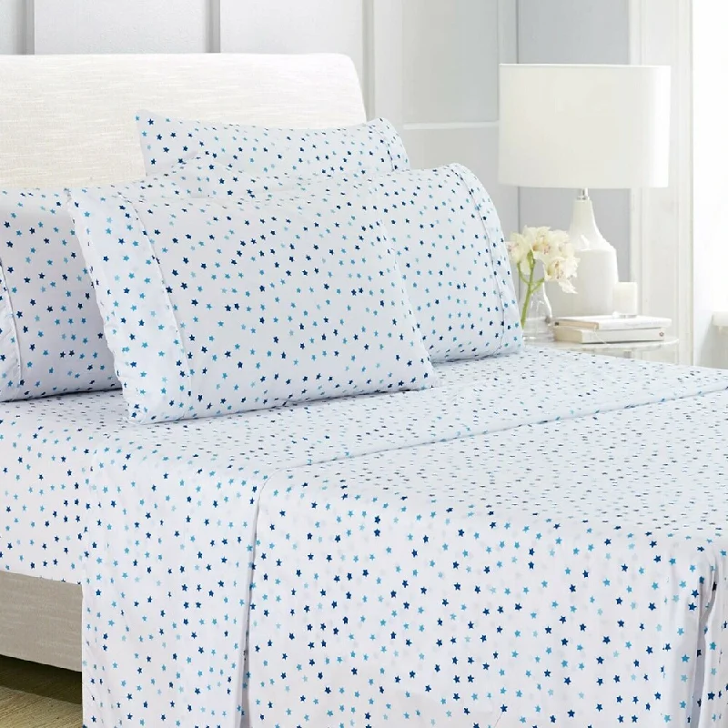 Thermal - Regulating Bamboo Sheets for All - Season Comfort6-Piece Egyptian Comfort 1800 Series Ultra Full Blue Stars Thermal - Regulating Bamboo Sheets for All - Season Comfort6-Piece Egyptian Comfort 1800 Series Ultra Full Blue Stars