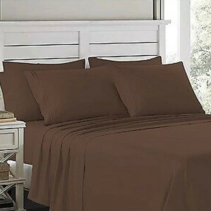 Wrinkle - Free Polyester Sheets for a Low - Maintenance Bed4 Piece Deep Pocket 1900 Fitted Sheet Set Twin XL Chocolate