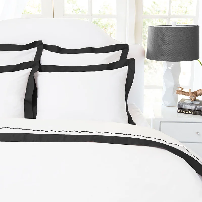 Anti - Pill Microfiber Sheets for a Smooth AppearanceThe Linden Black Border