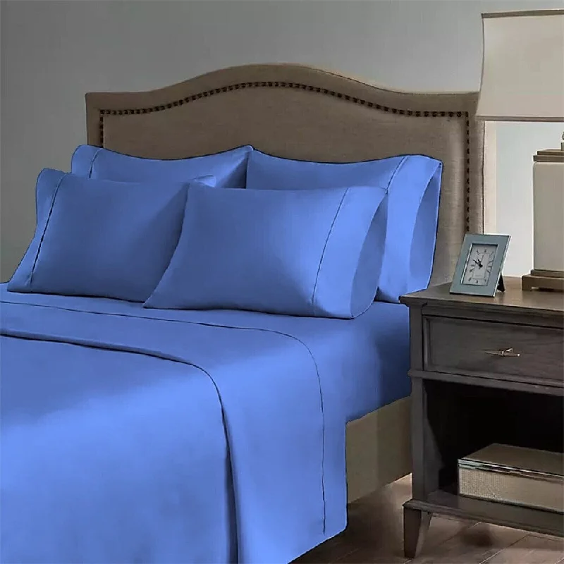 Polyester - Cotton Blend Sheets for Durability and Comfort2200 Count 6 Pc Premium Bamboo Deep Pocket Twin Sheet Violet Blue