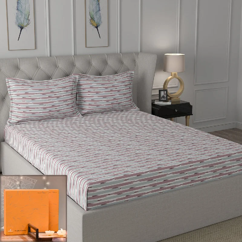 Hypoallergenic Silk Sheets for Sensitive SleepersBackyard Patio Astra Printed 100%Cotton Red Bed Sheet with Pillow Covers