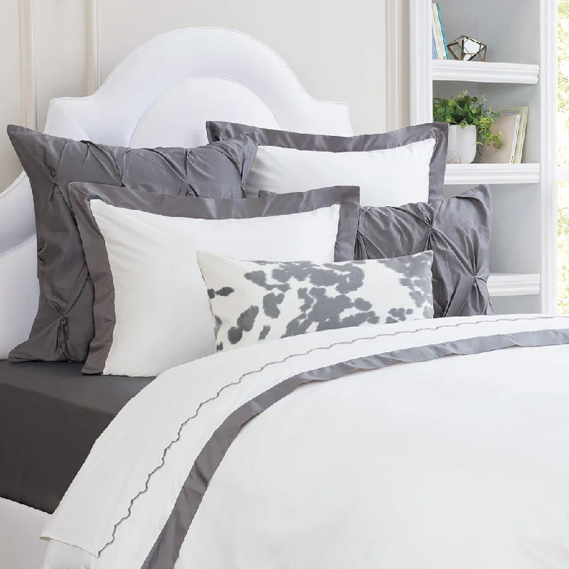 Fitted Sheets with Reinforced Corners for Long - Lasting UseThe Linden Charcoal Grey Border