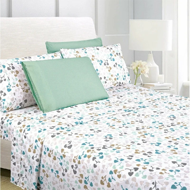 Fitted Sheets with Reinforced Corners for Long - Lasting Use6-Piece Egyptian Comfort 1800 Series Ultra Full Heart Leaf Romance